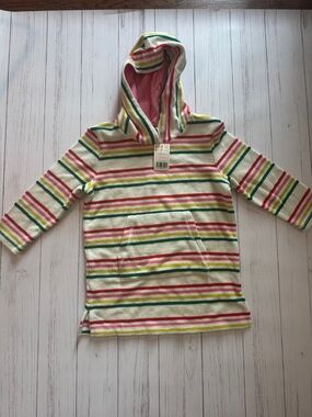 NWT mini boden Kids Hooded Terry Tunic - Multi Stripe
